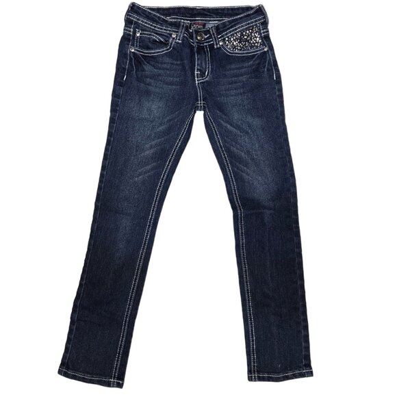 Paper Denim &amp; Cloth Girls' Jeans Size 7 Dark Wash‎ with Rhinestone Pocket - Picture 4 of 16